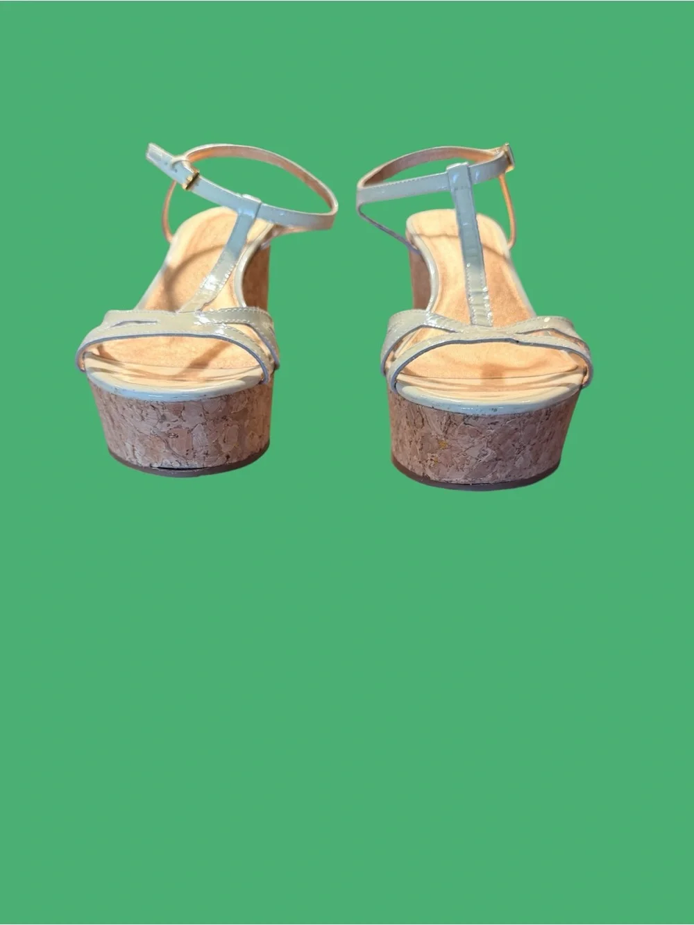 Kate spade Cream and Tan Cork Wedge Sandals